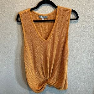Gold sweater short sleeve blouse , size XL